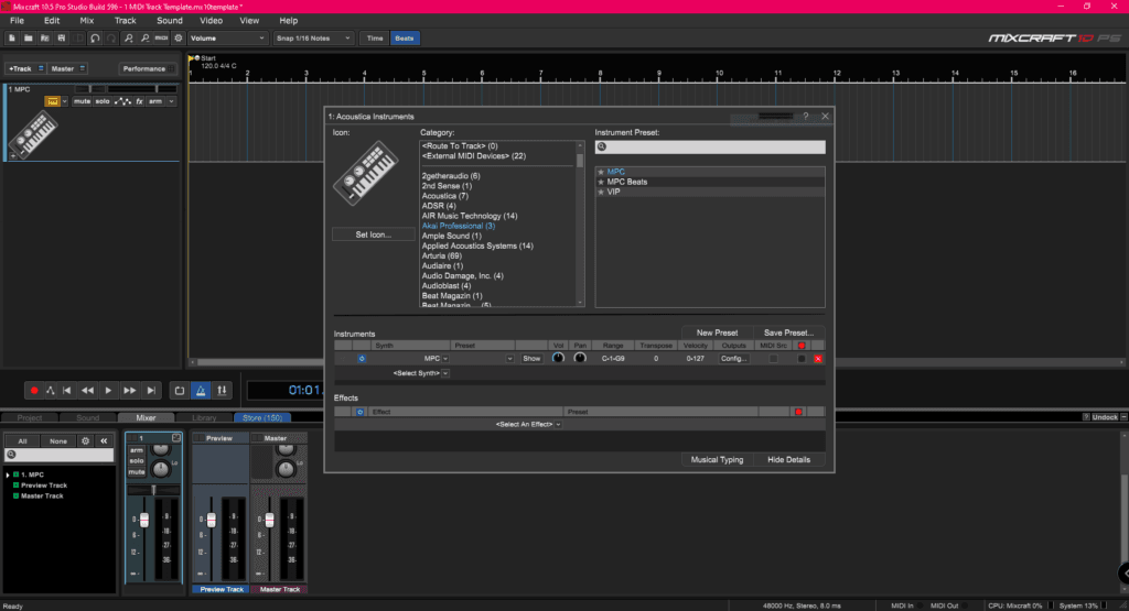Acoustica Mixcraft içinde AKAI MPC Yazılımını Kullanmak